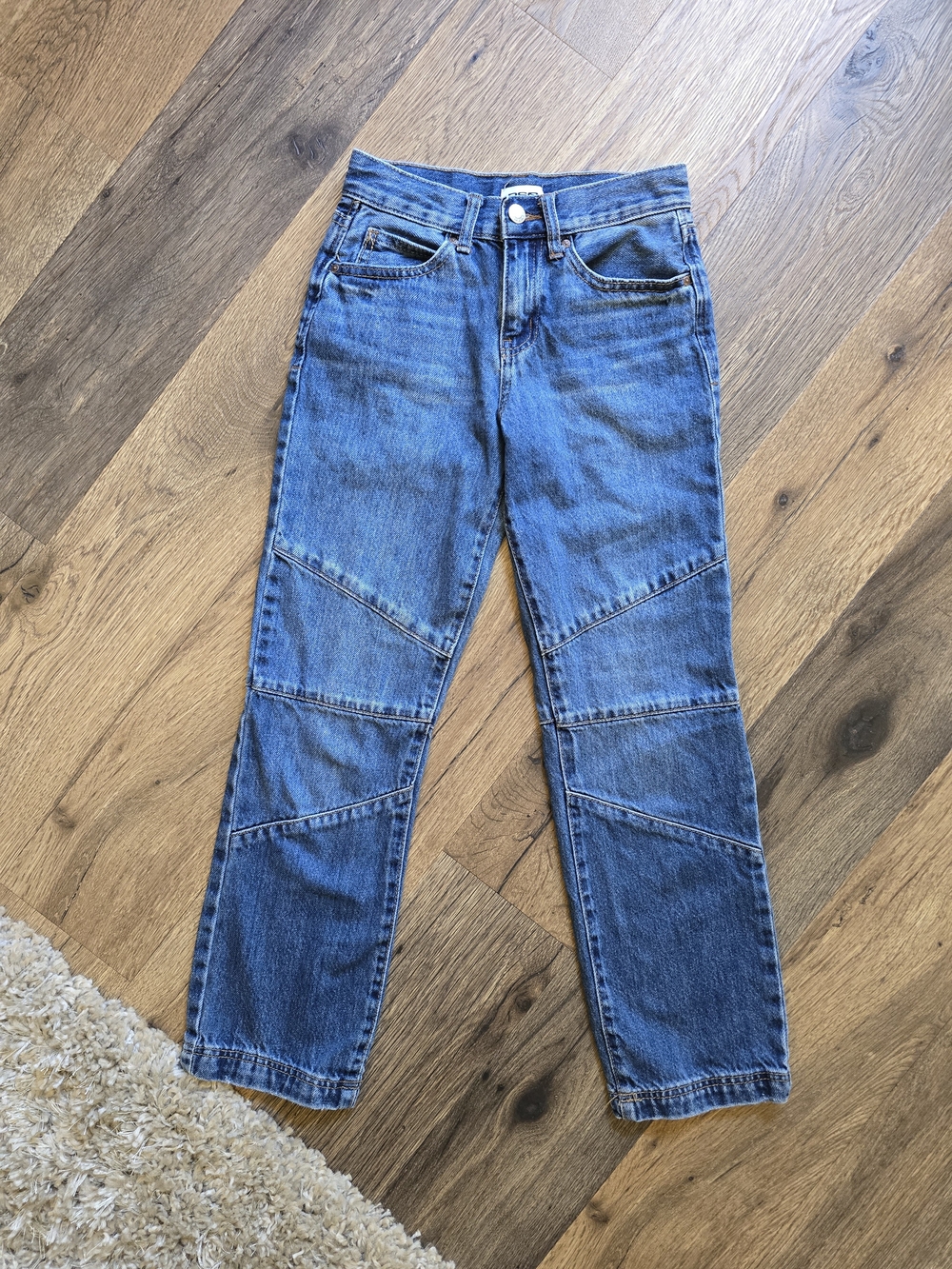 RSQ Girls Mid-Rise Knee Seam Baggy Denim Jeans